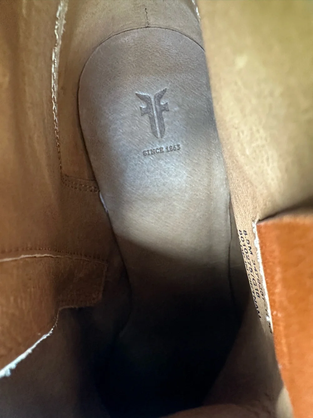 Frye‎ Reina Leather Ankle Booties in Cognac